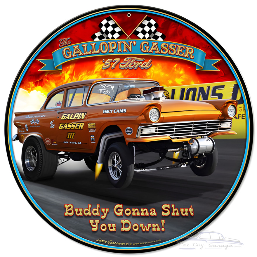 Gallopin' Gasser Metal Sign - 14" Round