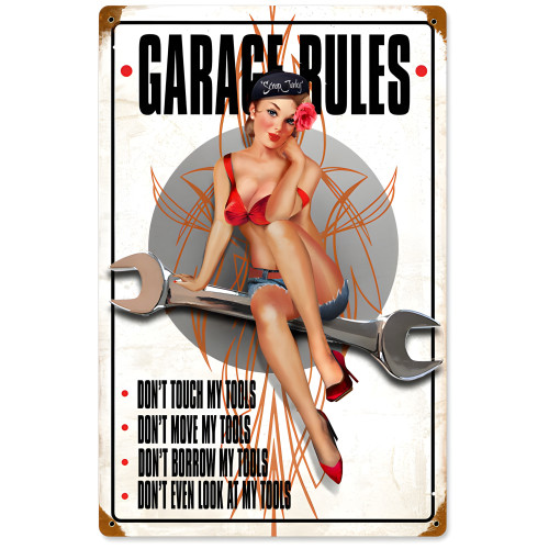 Garage Rules Metal Sign - 12" x 18"