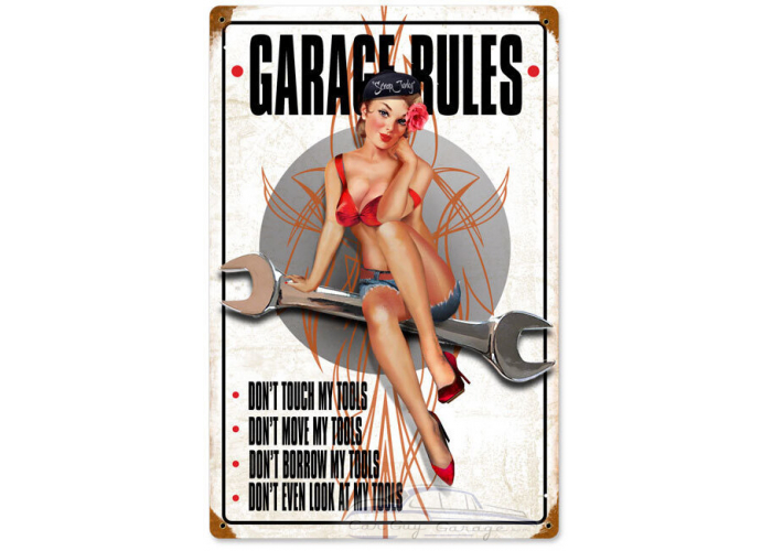 Garage Rules Metal Sign - 12" x 18"