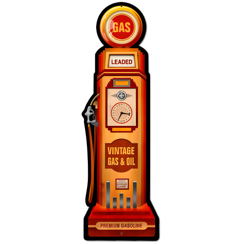 Gas Pump Metal Sign - 7" x 26"