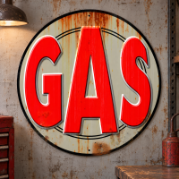 Vintage Gas Sign Reproduction Metal Art - 28" Round