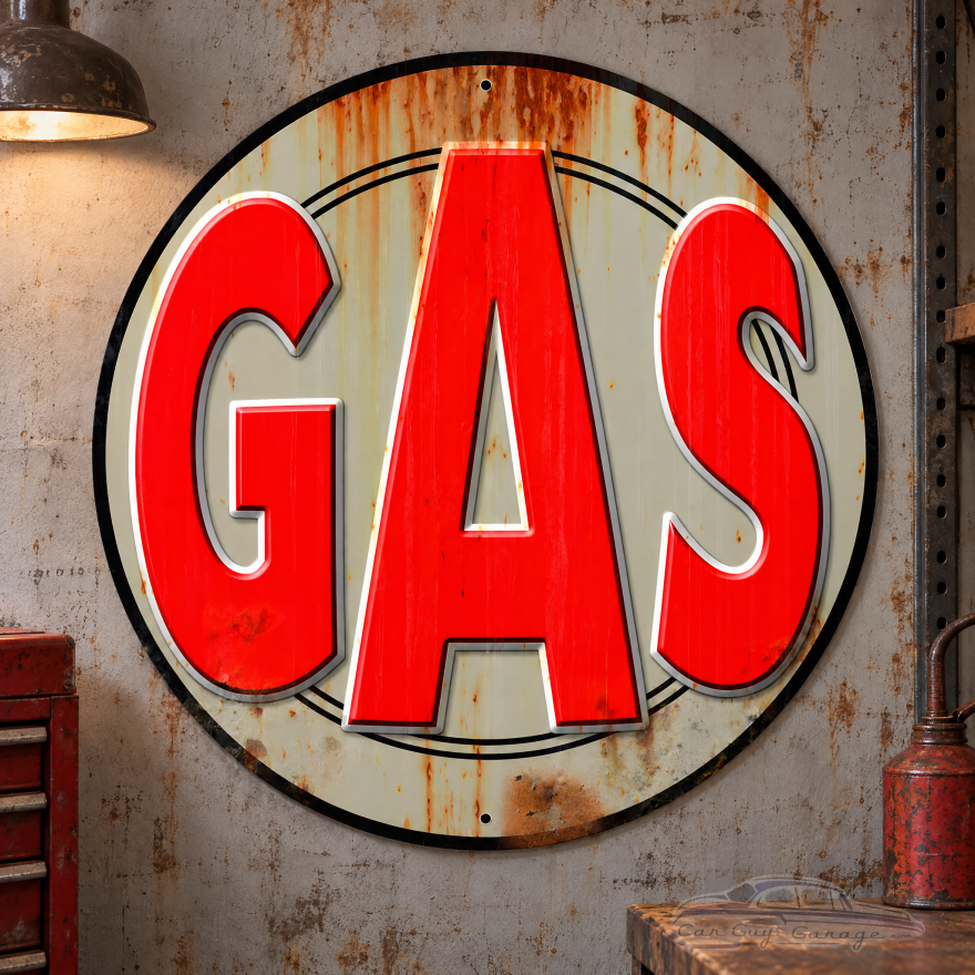 Vintage Gas Sign Reproduction Metal Art - 28" Round