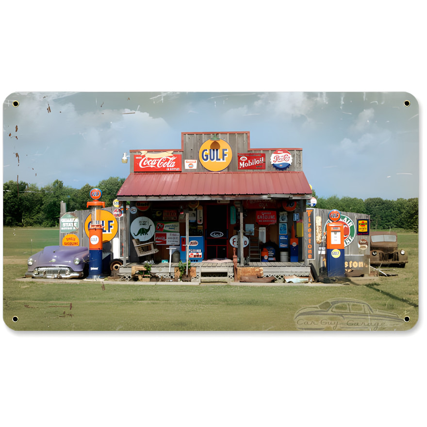 Gas Station Sign - 14" x 8"