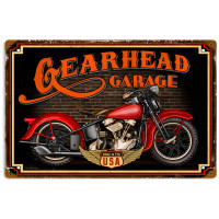 Gear Head Metal Sign - 18" x 12"