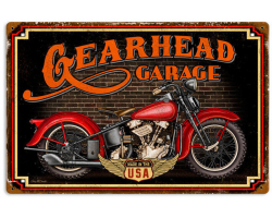 Gear Head Metal Sign - 18" x 12"