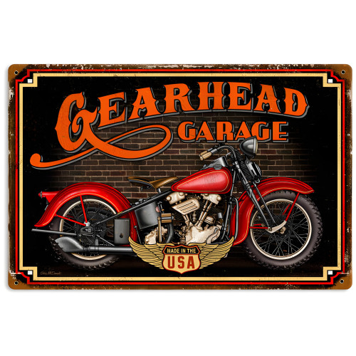 Gear Head Metal Sign - 18" x 12"