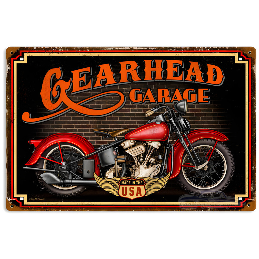 Gear Head Metal Sign - 18" x 12"