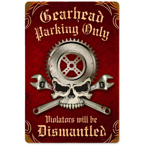 Gearhead Parking Metal Sign - 18" x 12"