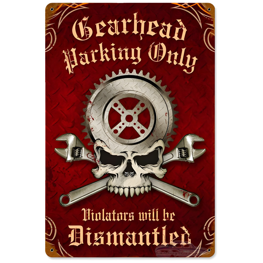 Gearhead Parking Metal Sign - 18" x 12"