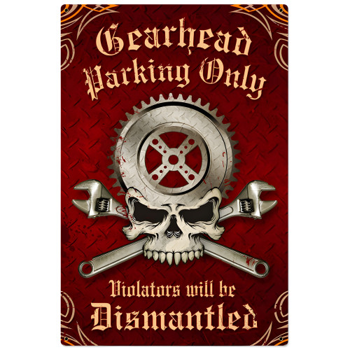Gearhead Parking Metal Sign - 24" x 36"