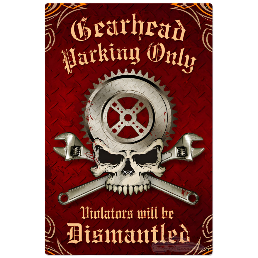Gearhead Parking Metal Sign - 24" x 36"
