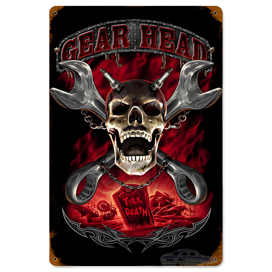 Gearhead Metal Sign - 12" x 18"