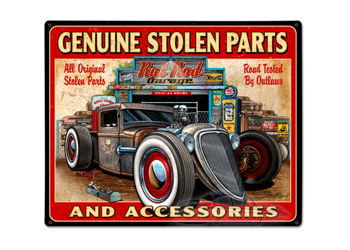 Genuine Stolen Parts Metal Sign