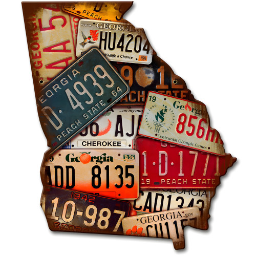 Georgia License Plates Metal Sign - 10" x 12"