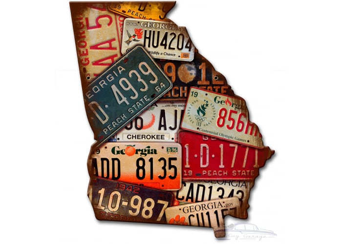 Georgia License Plates Metal Sign - 10" x 12"