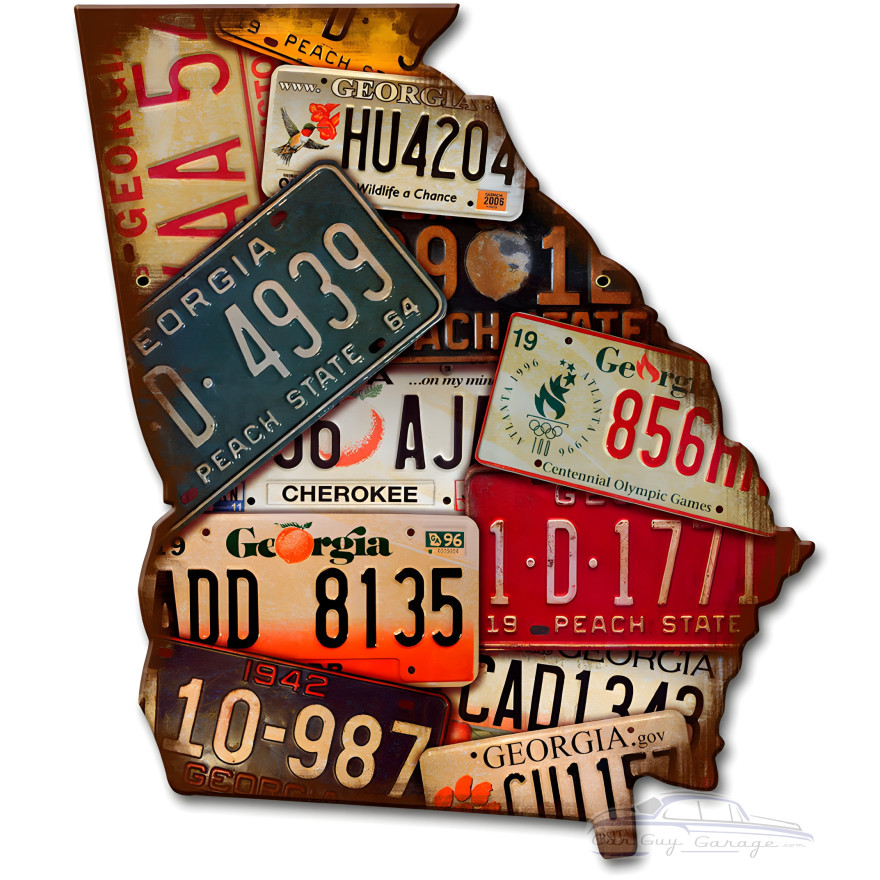 Georgia License Plates Metal Sign - 10" x 12"