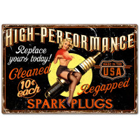 Girl Spark Plug Metal Sign - 24" x 16"