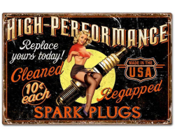 Girl Spark Plug Metal Sign