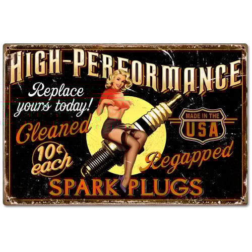 Girl Spark Plug Metal Sign - 24" x 16"