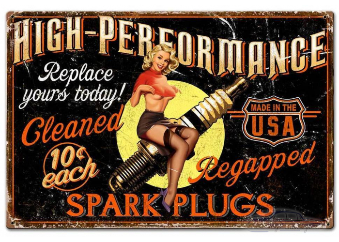 Girl Spark Plug Metal Sign - 30" x 20"