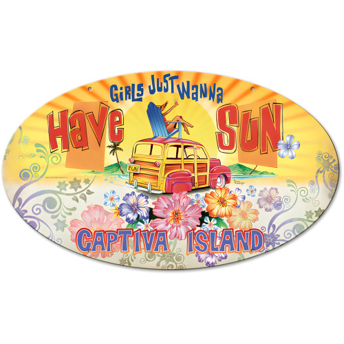 Girls Wanna Sun Metal Sign - 24" x 14"
