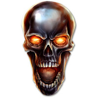 Glowing Metal Skull Metal Sign - 20" x 11"
