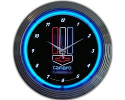GM Camaro Red, White and Blue Neon Clock