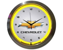 GM Chevrolet Yellow Neon Clock