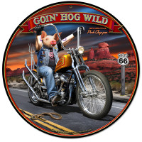 Goin' Hog Wild Metal Sign - 14" Round
