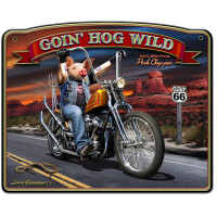 Goin' Hog Wild Metal Sign - 18" x 14"