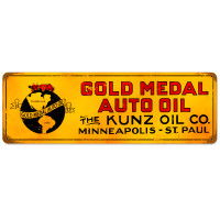 Gold Metal Oil Kunz Metal Sign - 8" x 24"