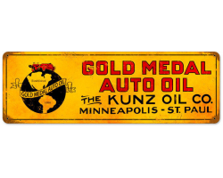 Gold Metal Oil Kunz Metal Sign - 8" x 24"