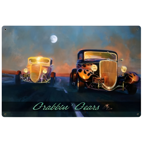 Grabbin Gears Metal Sign - 18" x 12"