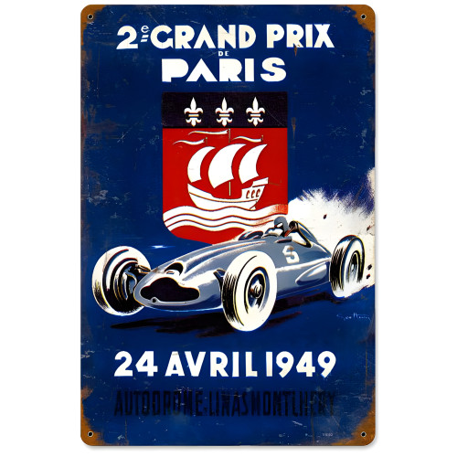 Grand Prix Paris Metal Sign - 18" x 12"