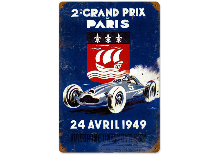 Grand Prix Paris Metal Sign - 18" x 12"