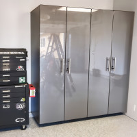 Grey Modular 2-Piece Tall Locking Garage Cabinets Set