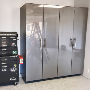 Grey Modular 2-Piece Tall Locking Garage Cabinets Set