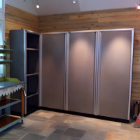 Aluminum Garage Closet Set - 3 Tall Cabinets with Shelves