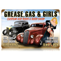 Grease Gas Girls Metal Sign - 18" x 12"
