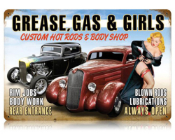 Grease Gas Girls Metal Sign - 18" x 12"