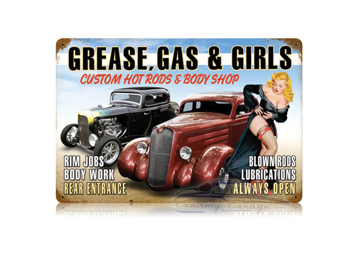 Grease Gas Girls Metal Sign - 18" x 12"