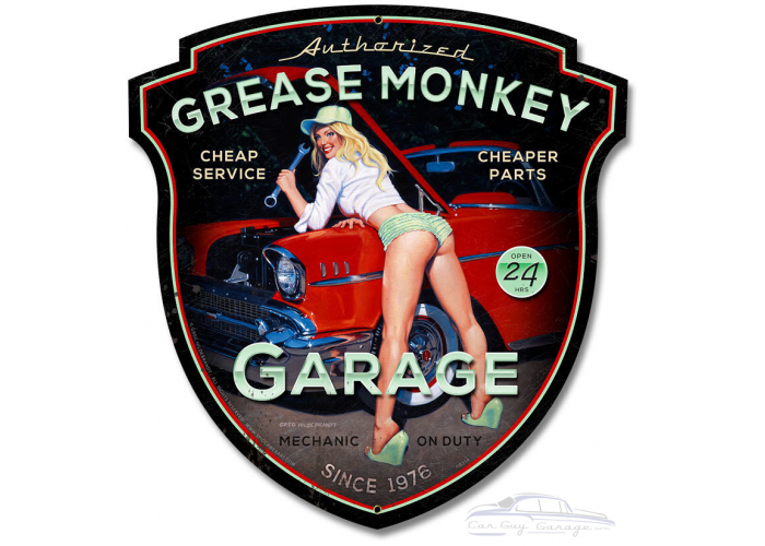 Grease Monkey Metal Sign - 15" x 16"
