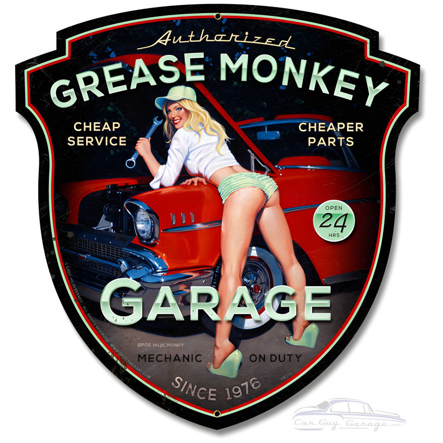 Grease Monkey Metal Sign - 15" x 16"