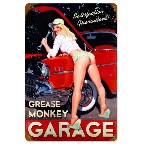 Grease Monkey Metal Sign - 12" x 18"
