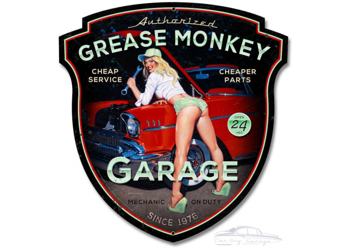 Grease Monkey XL Metal Sign - 23" x 24"