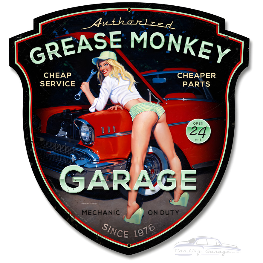 Grease Monkey XL Metal Sign - 23" x 24"