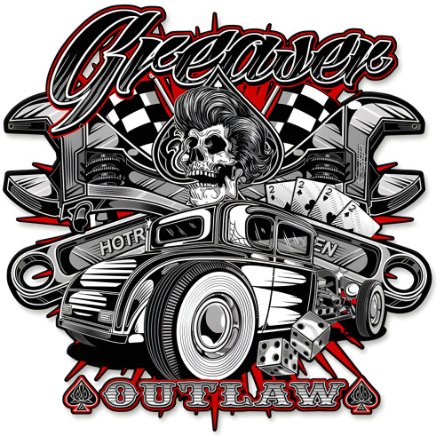 Greaser 3 Metal Sign - 14" x 14" Custom Shape