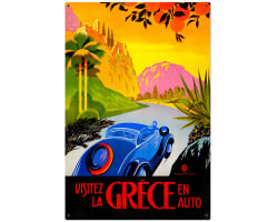 Greece Auto Travel Metal Sign - 24" x 36"