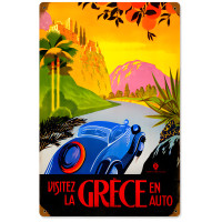 Greece Auto Travel Metal Sign - 12" x 18"