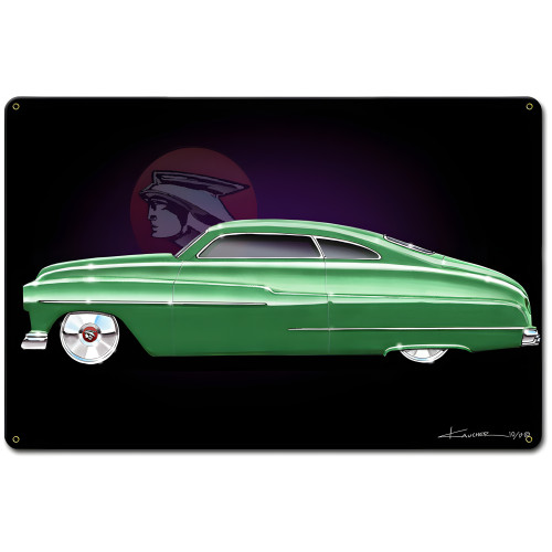 Green Mercury Side Metal Sign - 18" x 12"